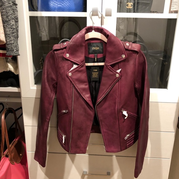 Maje Jackets & Blazers - ❤️‍🔥FLASH SALE❤️‍🔥 Auth MAJE Red Real Leather Jacket New Size 36